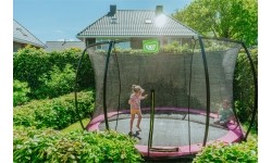 Trampolina gruntowa EXIT Silhouette ø427 cm z siatką ochronną, różowa