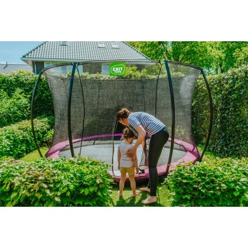 Trampolina gruntowa EXIT Silhouette ø427 cm z siatką ochronną, różowa