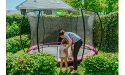 Trampolina gruntowa EXIT Silhouette ø427 cm z siatką ochronną, różowa