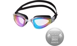 NQG180MAF CZARNE/TĘCZOWE OKULARY PŁYWACKIE NILS AQUA