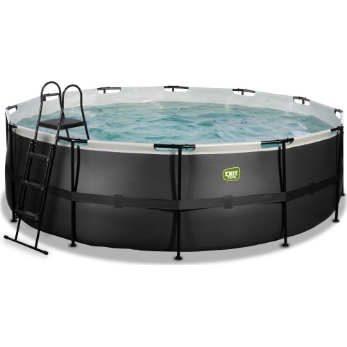 Basen EXIT Black Leather ø450x122 cm z pompą filtrującą – czarny