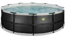 Basen EXIT Black Leather ø450x122cm z pompą i filtrem - czarny