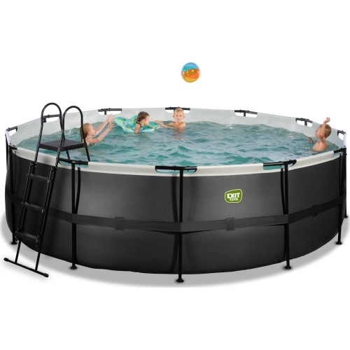 Basen EXIT Black Leather ø450x122 cm z pompą filtrującą – czarny