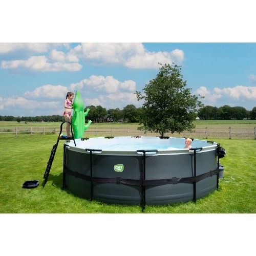Basen EXIT Black Leather ø450x122 cm z pompą filtrującą – czarny