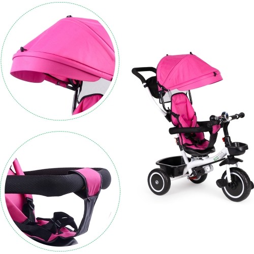 Rowerek trójkołowy z obrotowym siedziskiem Eco Toys, różowy