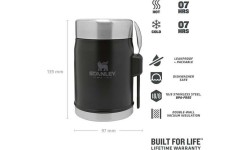 Termos na żywność z łyżkowidelcem Stanley Classic, 0,4l, Czarny