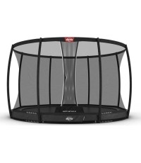 Trampolina Berg Champion Inground 430, szara, z siatką ochronną DLX XL