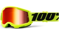 Gogle motocrossowe dla dzieci 100% Strata 2 Youth Mirror - červená, červené plexi