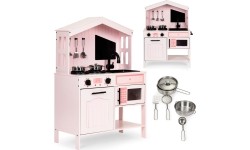 Drewniana kuchnia dla dzieci piekarnik palniki mikrofala akcesoria ECOTOYS
