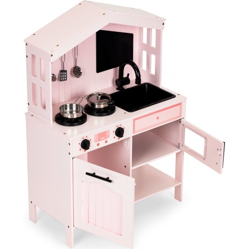 Drewniana kuchnia dla dzieci piekarnik palniki mikrofala akcesoria ECOTOYS