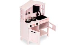 Drewniana kuchnia dla dzieci piekarnik palniki mikrofala akcesoria ECOTOYS
