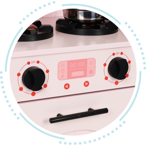 Drewniana kuchnia dla dzieci piekarnik palniki mikrofala akcesoria ECOTOYS
