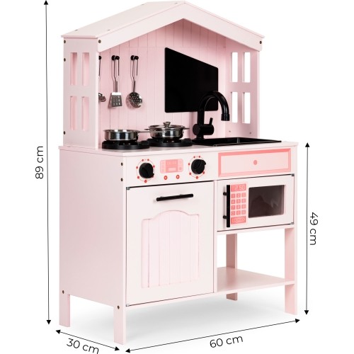 Drewniana kuchnia dla dzieci piekarnik palniki mikrofala akcesoria ECOTOYS