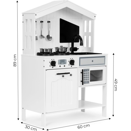 Drewniana kuchnia dla dzieci piekarnik palniki mikrofala akcesoria ECOTOYS
