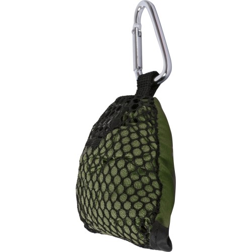Ręcznik turystyczny w woreczku z karabińczykiem BasicNature Mini - 40x40 cm, zielony