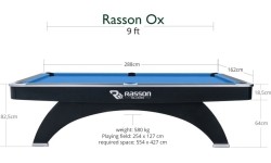 Stół bilardowy, Pool, Rasson Ox, 9 ft., czarny, rozmiar kieszonkowy MATCHROOM, Simonis 760 żółto-zielony
