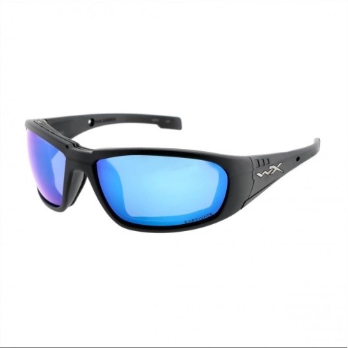Niebieskie lustrzane okulary Wiley X Boss Captivate, czarne