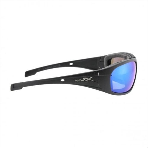 Niebieskie lustrzane okulary Wiley X Boss Captivate, czarne