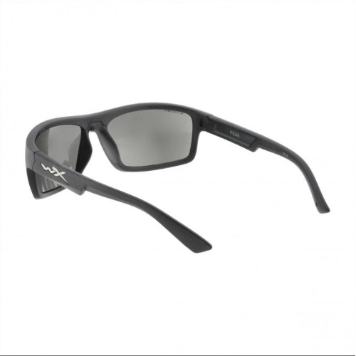 Szare okulary Wiley X Peak ACPEA06 w czarnej oprawce.