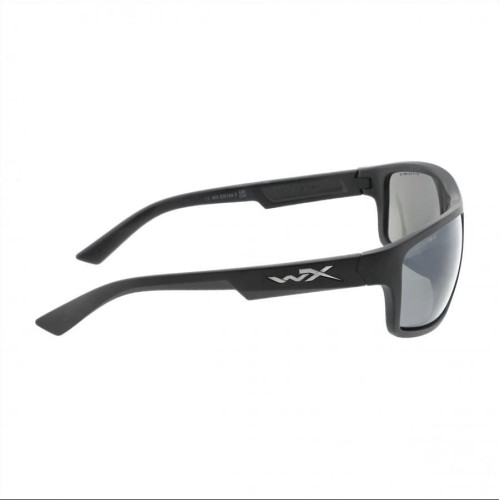 Szare okulary Wiley X Peak ACPEA06 w czarnej oprawce.