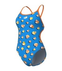 W Ducks Swimsuit Lace Back Turquoise Multi-Team Orange 34 - 530