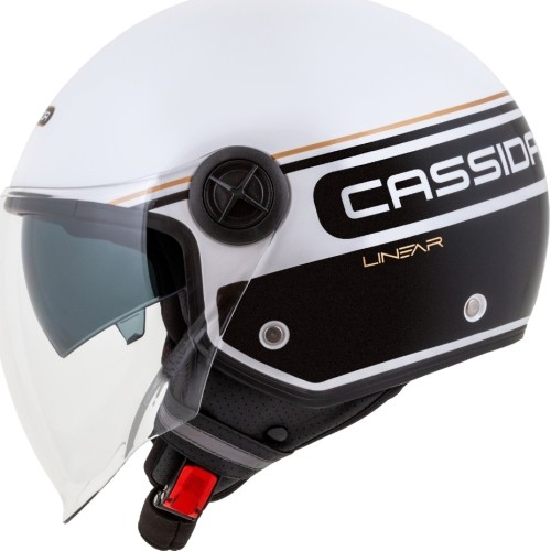 Kask motocyklowy Cassida Handy Plus Linear Pearl White/Black/Gold