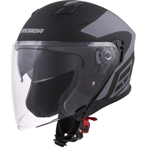 Kask motocyklowy Cassida Jet Tech Corso - Czarny mat/Szary