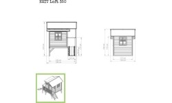Drewniany domek do zabawy z tarasem i zjeżdżalnią Exit Loft 350 Natural