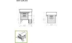 Drewniany domek do zabawy z tarasem i zjeżdżalnią Exit Loft 350 Natural