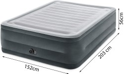 Dmuchany materac dwuosobowy z automatyczną pompką, 203x152 cm, INTEX