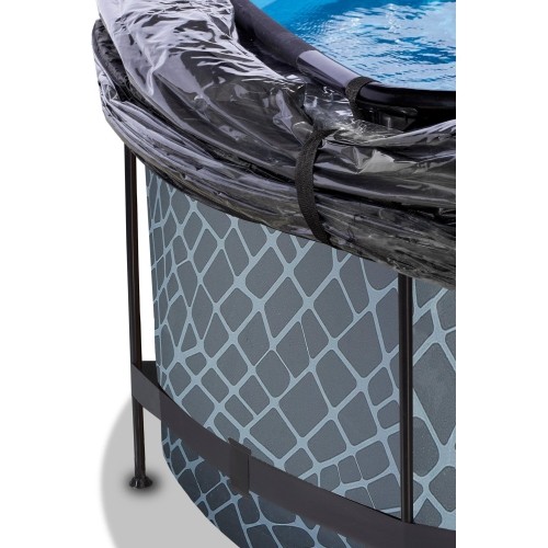 Basen EXIT Kamienny ø360 x 122cm z zadaszeniem i pompą z filtrem piaskowym