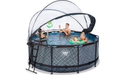 Basen EXIT Kamienny ø360 x 122cm z zadaszeniem i pompą z filtrem piaskowym