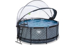 Basen EXIT Stone ø360 x 122 cm z zadaszeniem, pompą z filtrem piaskowym i pompą grzewczą