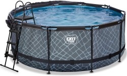 Basen EXIT Stone ø360 x 122 cm z zadaszeniem, pompą z filtrem piaskowym i pompą grzewczą