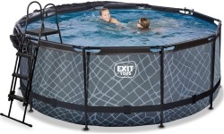 Basen EXIT Stone ø360 x 122 cm z zadaszeniem, pompą z filtrem piaskowym i pompą grzewczą