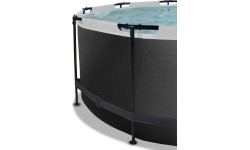 Basen stelażowy EXIT Black Leather ø360x122 cm z pompą piaskową i zadaszeniem, czarny