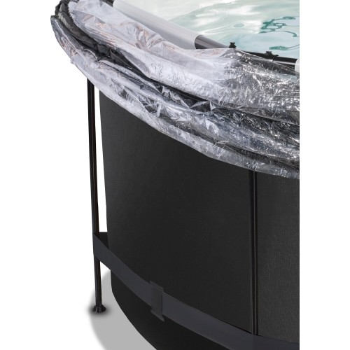 Basen stelażowy EXIT Black Leather ø360x122 cm z pompą piaskową i zadaszeniem, czarny