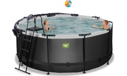 EXIT Black Leather basen ø360x122cm z pompą filtrem piaskowym i kopułą - czarny