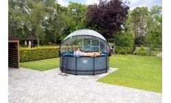 EXIT Black Leather basen ø360x122cm z pompą filtrem piaskowym i kopułą - czarny