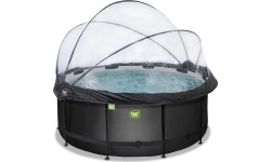 EXIT Black Leather basen ø360x122cm z pompą filtrem piaskowym i kopułą oraz pompą ciepła - czarny