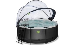 EXIT Black Leather basen ø360x122cm z pompą filtrem piaskowym i kopułą oraz pompą ciepła - czarny