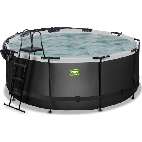 EXIT Black Leather basen ø360x122cm z pompą filtrem piaskowym i kopułą oraz pompą ciepła - czarny