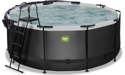 EXIT Black Leather basen ø360x122cm z pompą filtrem piaskowym i kopułą oraz pompą ciepła - czarny