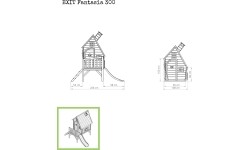 Drewniany domek do zabawy z tarasem i zjeżdżalnią Exit Fantasia 300 Natural