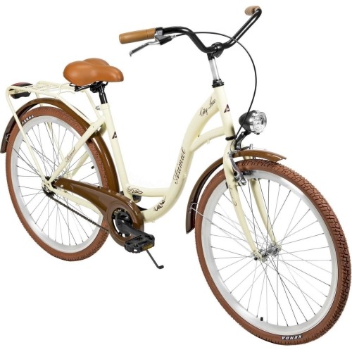 Rower AZIMUT City Lux 26" 2025 kremowo-brązowy