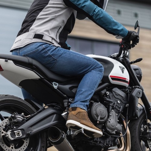 Męskie jeansy motocyklowe Oxford Original Approved CE Slim Fit Rinsed Wash Mid Blue