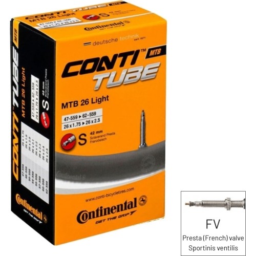 Opona rowerowa dętka Continental MTB Light 26", 47/62-559, FV, 42mm