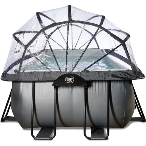 EXIT Black Leather basen 540x250x100cm z pompą filtrem piaskowym i kopułą - czarny