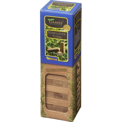 Towarzyska gra zręcznościowa Spadająca wieża Philos Tumbling Tower - Bambus, 6,6x6,6x25,5 cm