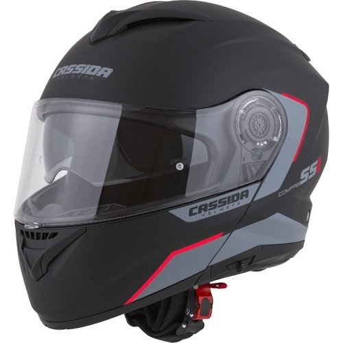 Kask motocyklowy Cassida Compress 2.0 Refraction - Czarny mat/Szary/Czerwony